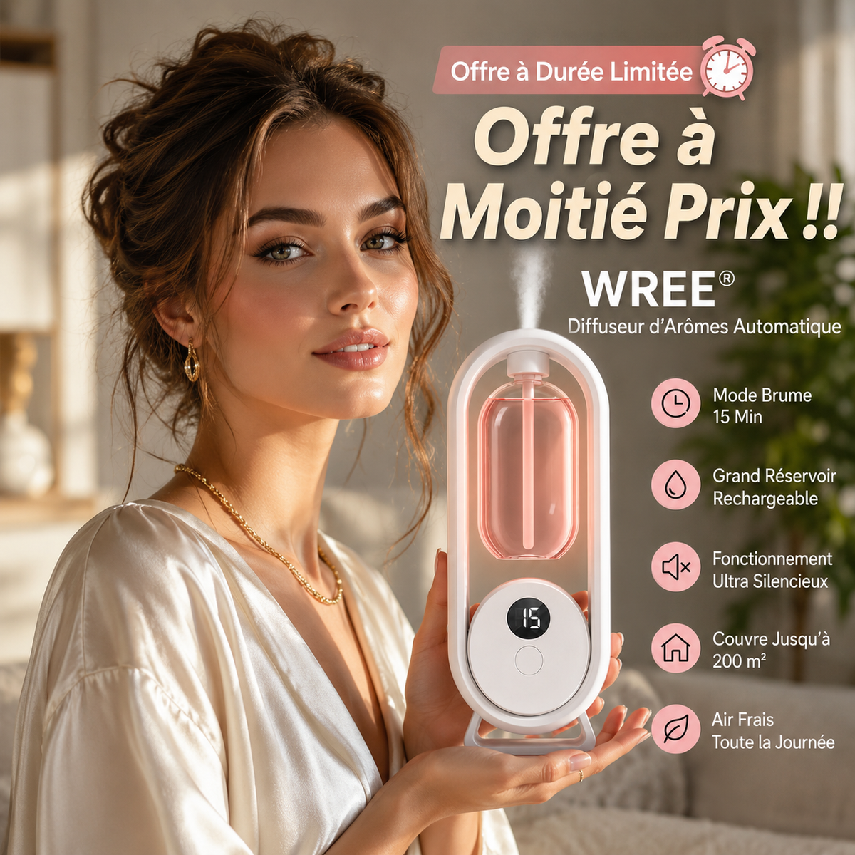 💕🎁 Diffuseur d’arômes avec veilleuse WREE® ⏰ Offre à moitié prix pour une durée limitée ! 🔥