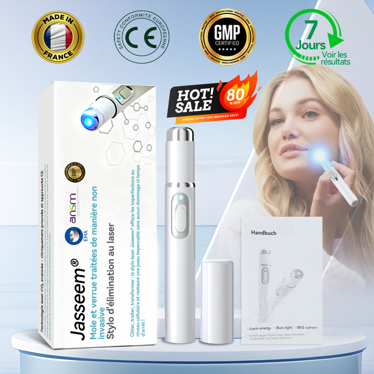 𝐉𝐚𝐬𝐬𝐞𝐞𝐦® Stylo Laser de Qualité Médicale 🎉 (utilise la technologie laser au CO₂ – efficace pour éliminer les grains de beauté, les verrues, les acrochordons, les taches pigmentaires et autres imperfections)🏆